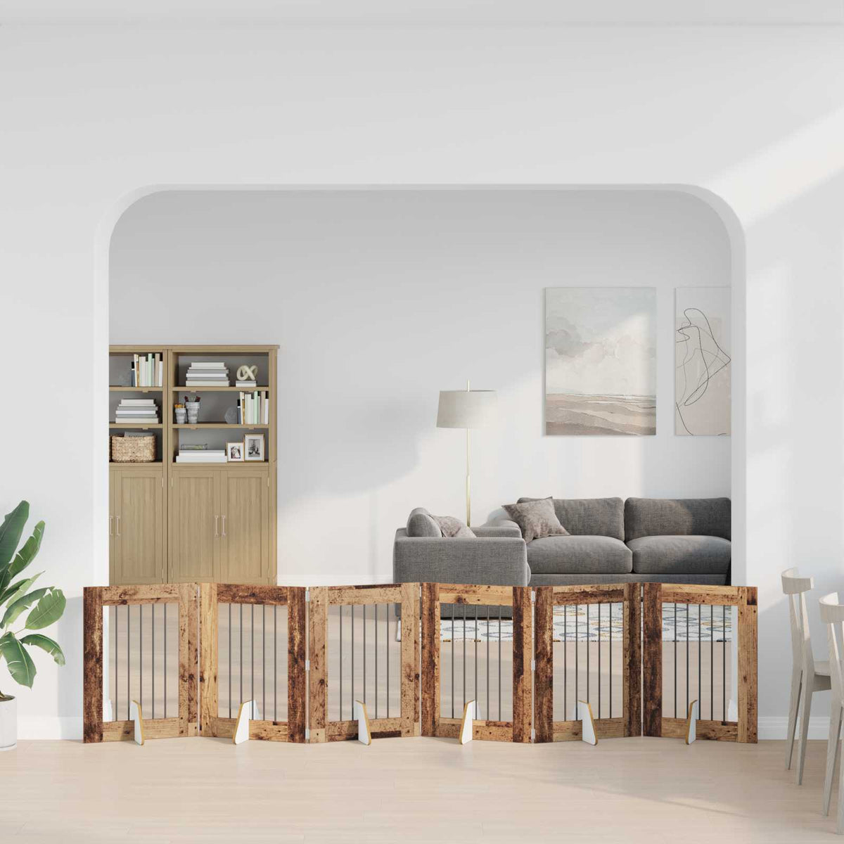 Vidaxl opvouwbaar hondenhek met standaards 6 st oud hout 362 cm