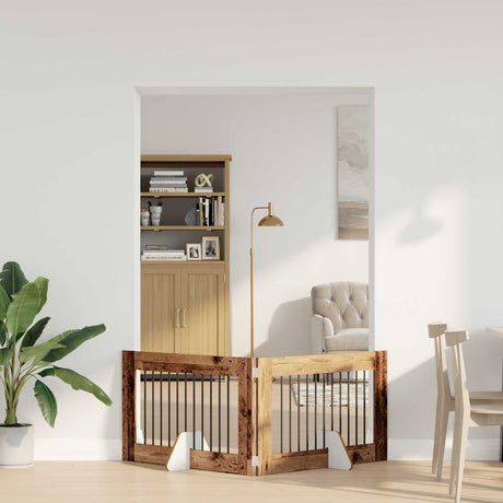 Vidaxl opvouwbaar hondenhek met standaards 2 st oud hout 200,5 cm