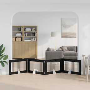 Vidaxl opvouwbaar hondenhek met standaards 4 st zwart eiken 401 cm