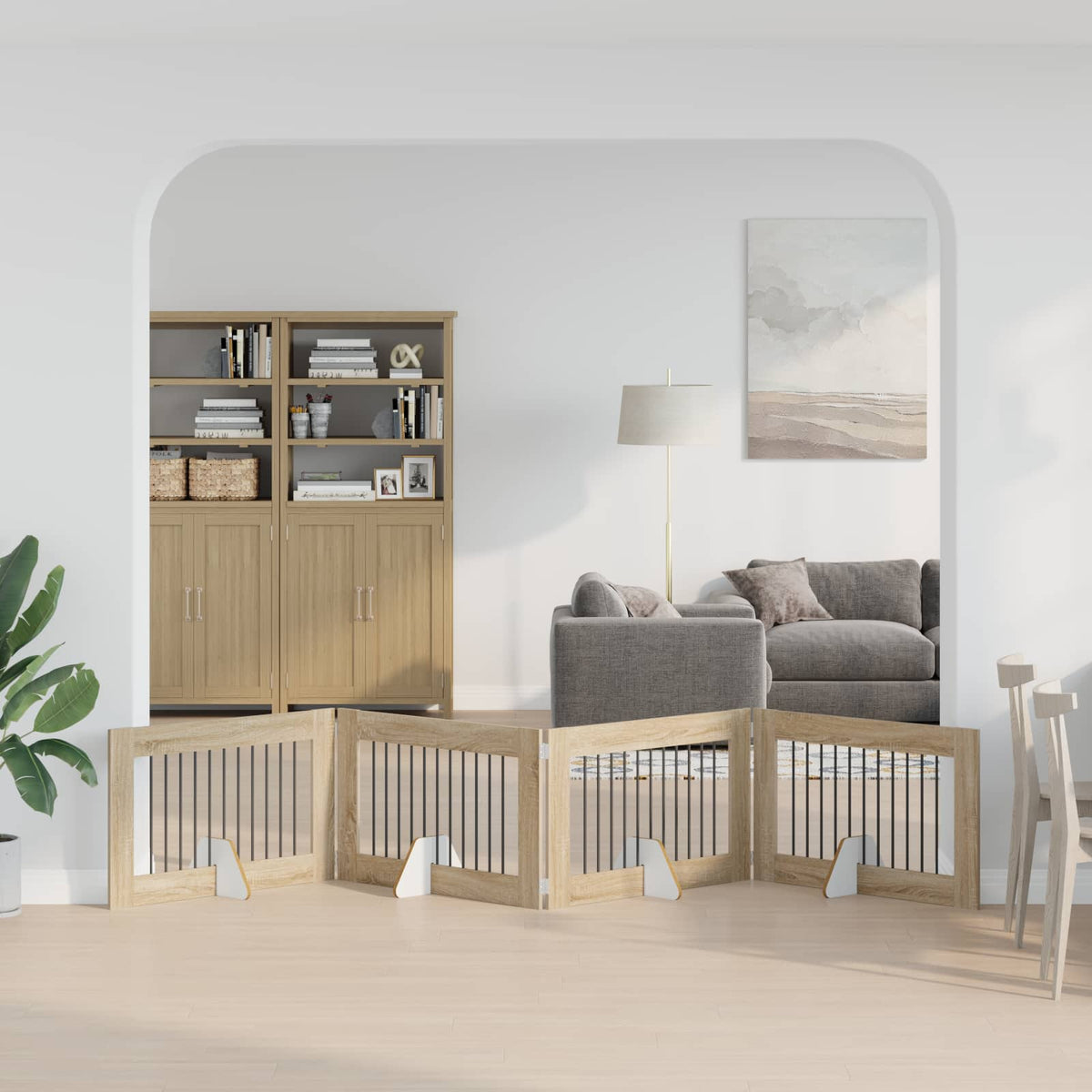 Vidaxl opvouwbaar hondenhek met standaards 4 st sonoma eiken 401 cm
