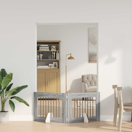 Vidaxl opvouwbaar hondenhek met standaards 2 st grijs sonoma 160,5 cm