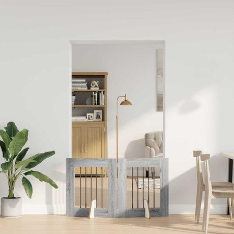 Vidaxl opvouwbaar hondenhek met standaards 2 st grijs sonoma 120,5 cm