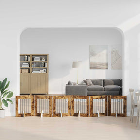 Vidaxl opvouwbaar hondenhek met standaards 6 st gerookt eiken 362 cm