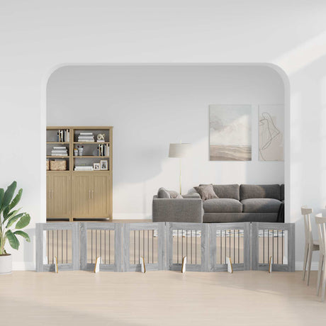 Vidaxl opvouwbaar hondenhek met standaards 6 st grijs sonoma 362 cm