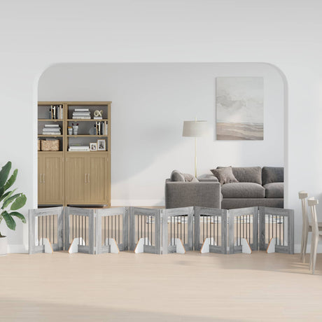 Vidaxl opvouwbaar hondenhek met standaards 8 st grijs sonoma 60 cm