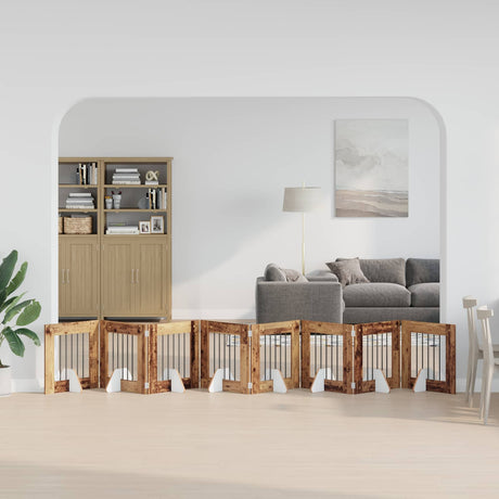 Vidaxl opvouwbaar hondenhek met standaards 8 st oud hout 60 cm