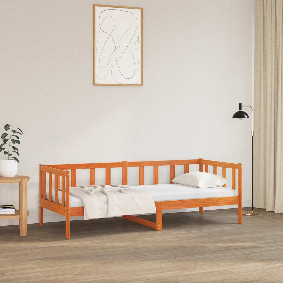Vidaxl bedframe met hoofdeinde wasbruin 90 x 190 cm massief grenenhout