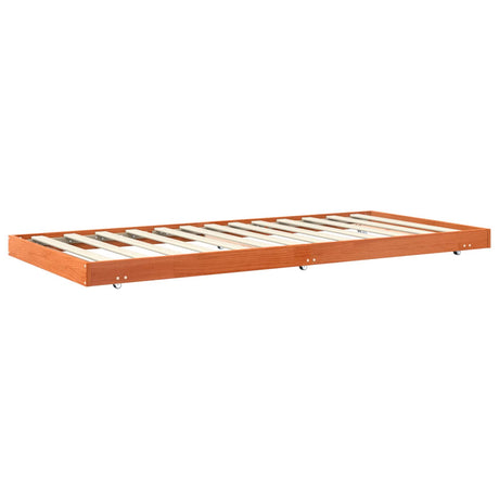 Vidaxl bedframe met wiel wasbruin 70 x 190 cm massief grenenhout