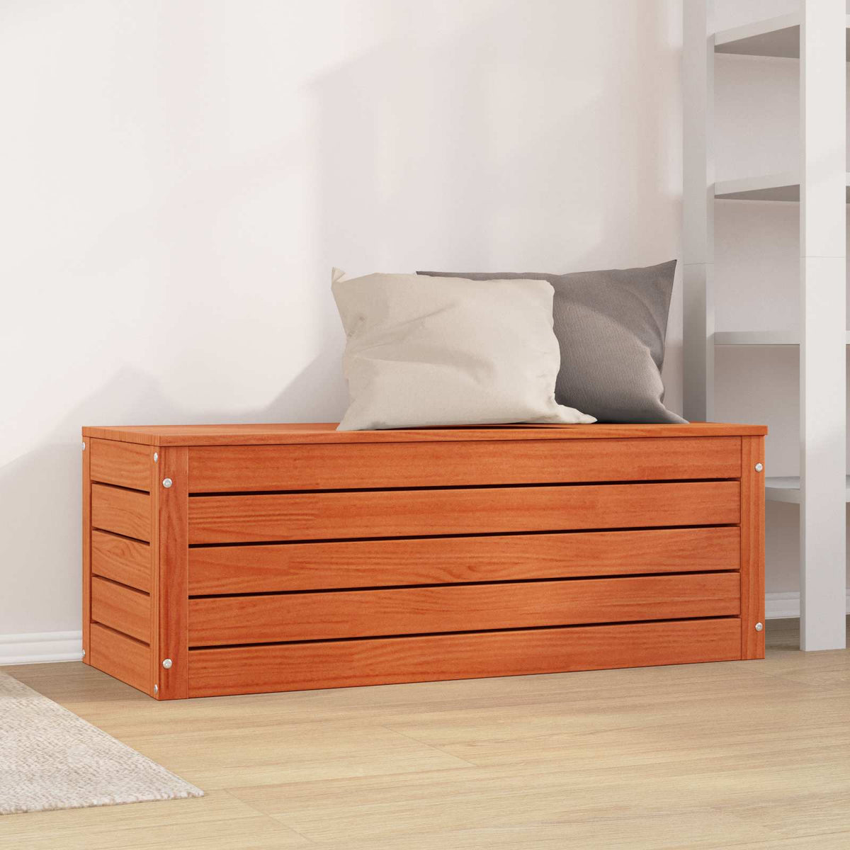 Vidaxl opbergbox wasbruin 89 x 36,5 x 33 cm massief grenenhout