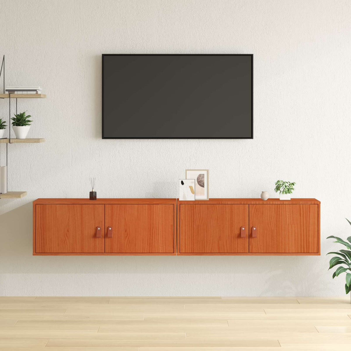 Vidaxl wandkast 2 st wasbruin 80 x 30 x 30 cm massief grenenhout