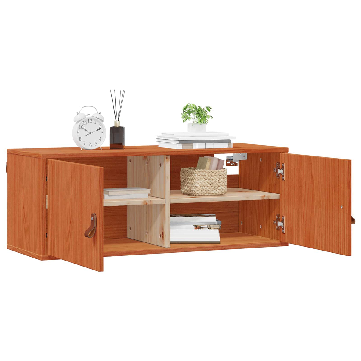Vidaxl wandkast 2 st wasbruin 80 x 30 x 30 cm massief grenenhout
