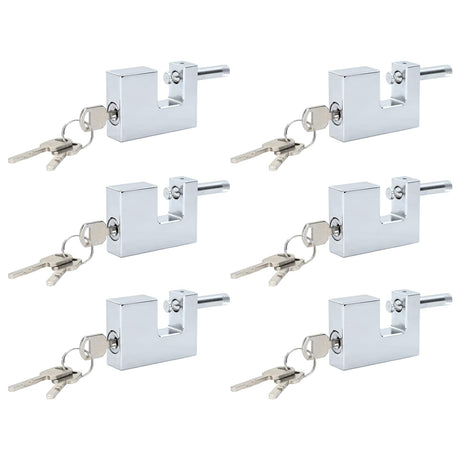 Vidaxl hangslot 6 st zilver staal