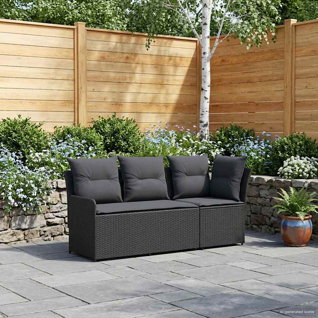 Vidaxl 2 st tuinstoel met armleuning en hoekbank pe rattan zwart
