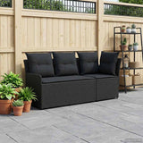 Vidaxl 2 st tuinstoel met armleuning en hoekbank pe rattan zwart