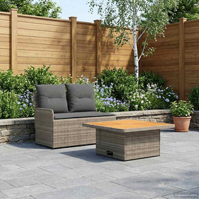 Vidaxl tuin armsteun sofa met opklaptafel 2 stuk grijs en donkergrijs