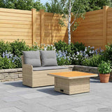 Vidaxl tuin armsteun sofa met opklaptafel 2 stuk beige en licht grijs