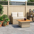 Vidaxl tuin armsteun sofa met opklaptafel 2 st 2-zits pe rattan