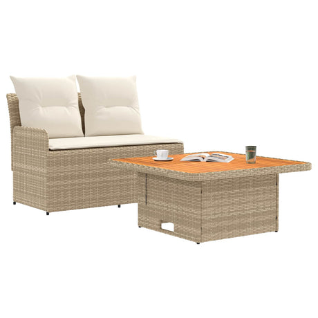 Vidaxl tuin armsteun sofa met opklaptafel 2 st 2-zits pe rattan