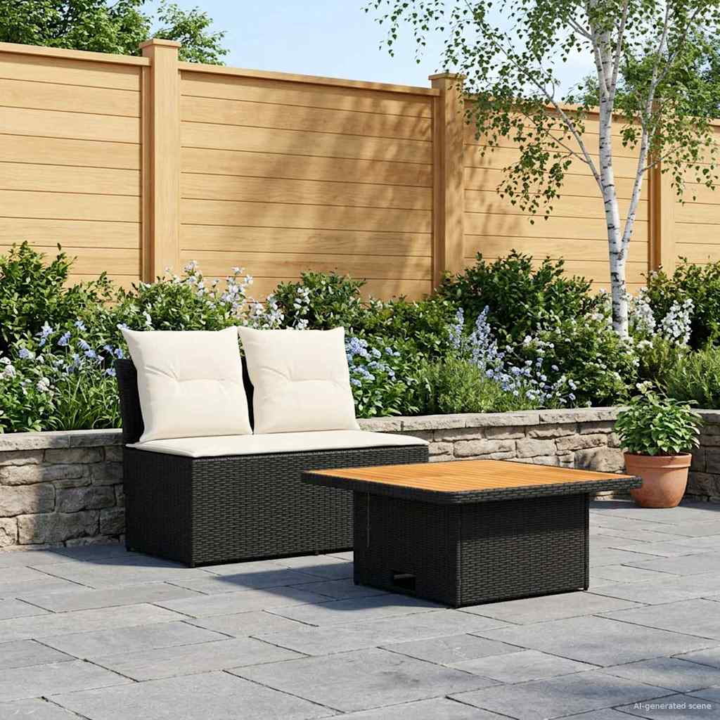 Vidaxl 2 stuk tuin middelste sofa met uitschuiftafel poly rattan