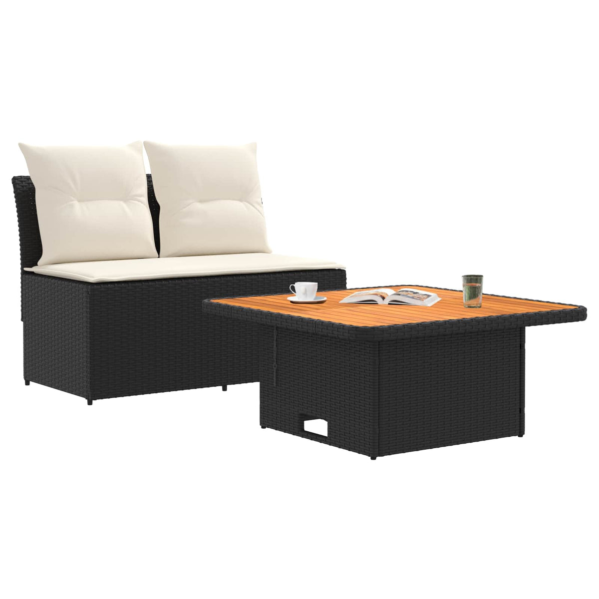 Vidaxl 2 stuk tuin middelste sofa met uitschuiftafel poly rattan