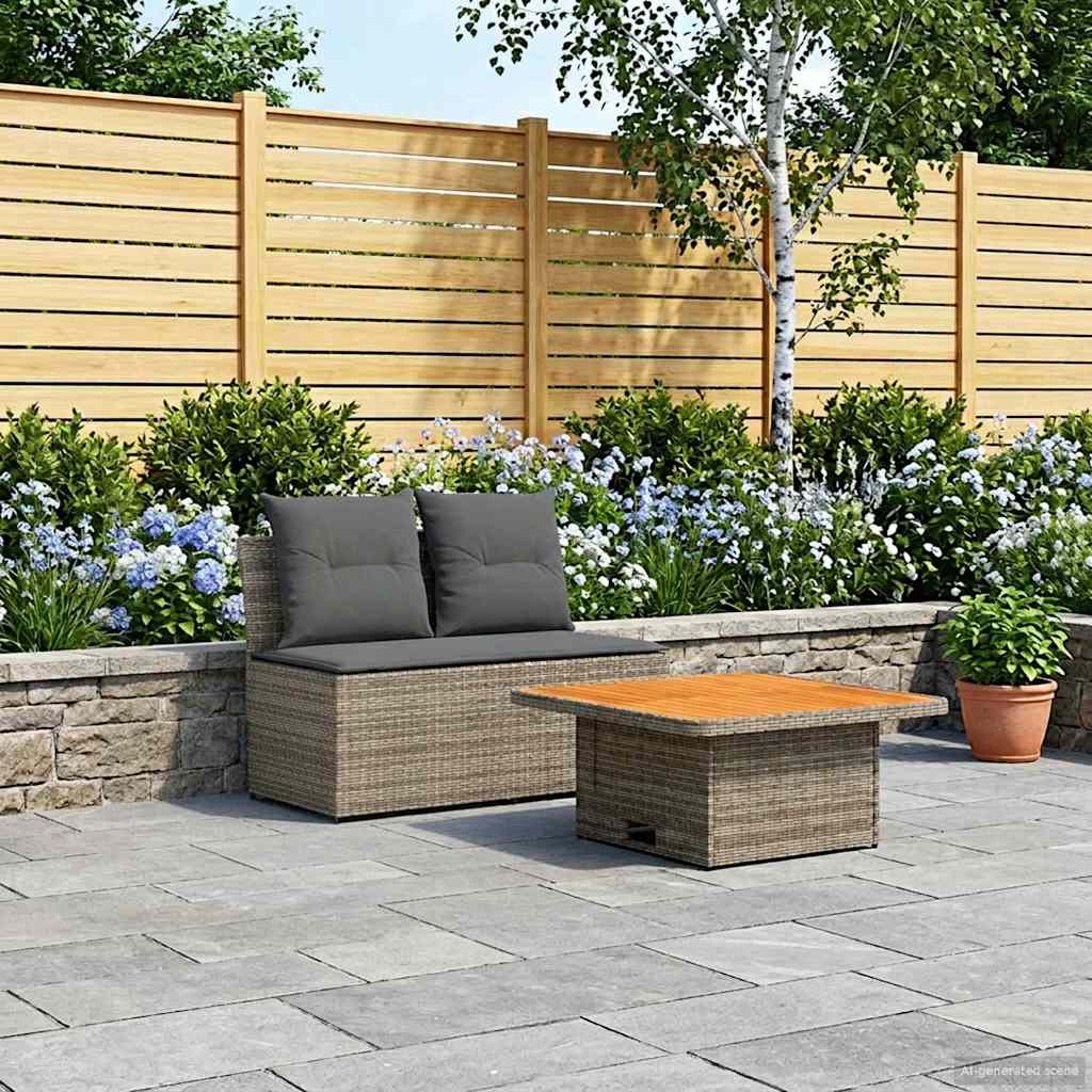 Vidaxl 2 stuk tuin middelste sofa met uitschuiftafel poly rattan