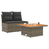 Vidaxl 2 stuk tuin middelste sofa met uitschuiftafel poly rattan