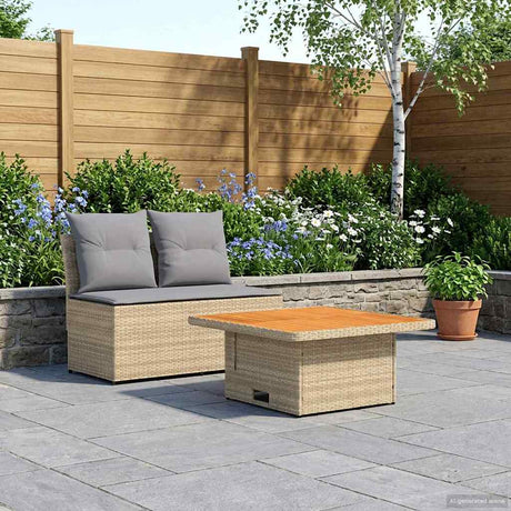 Vidaxl 2 stuk tuin middelste sofa met uitschuiftafel poly rattan