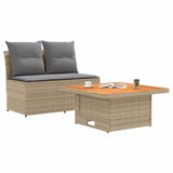 Vidaxl 2 stuk tuin middelste sofa met uitschuiftafel poly rattan