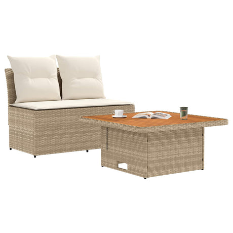 Vidaxl 2 stuk tuin middelste sofa met uitschuiftafel poly rattan