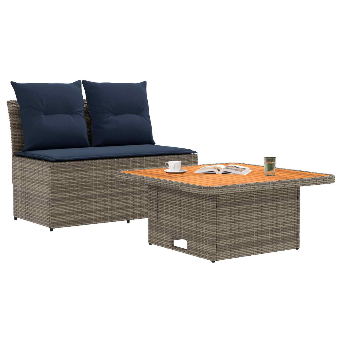 Vidaxl 2 stuk tuin middelste sofa met uitschuiftafel poly rattan