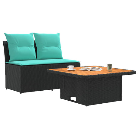 Vidaxl 2 stuk tuin middelste sofa met uitschuiftafel poly rattan