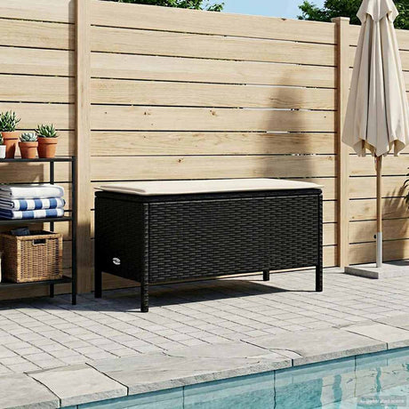 Vidaxl tuinvoetenbank zwart en crème 80 x 38 x 45 cm pe rattan