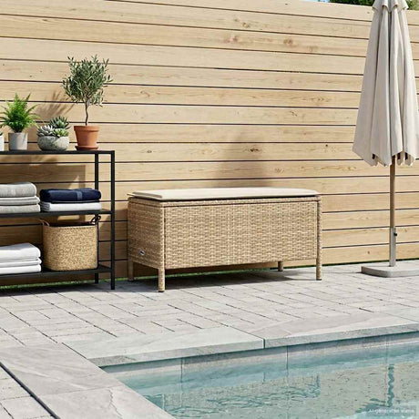 Vidaxl tuinvoetenbank beige en crème 80 x 38 x 42 cm pe rattan