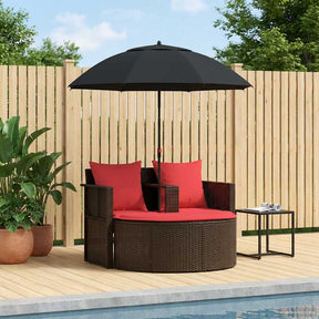 Vidaxl tuinbankstel bruin en rood 168 x 168 x 180 cm poly rattan