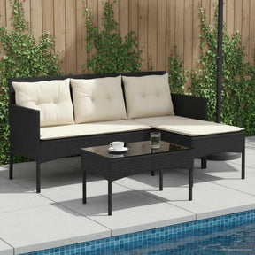 Vidaxl tuinbankenset 2 st zwart en crème poly rattan