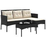 Vidaxl tuinbankenset 2 st zwart en crème poly rattan