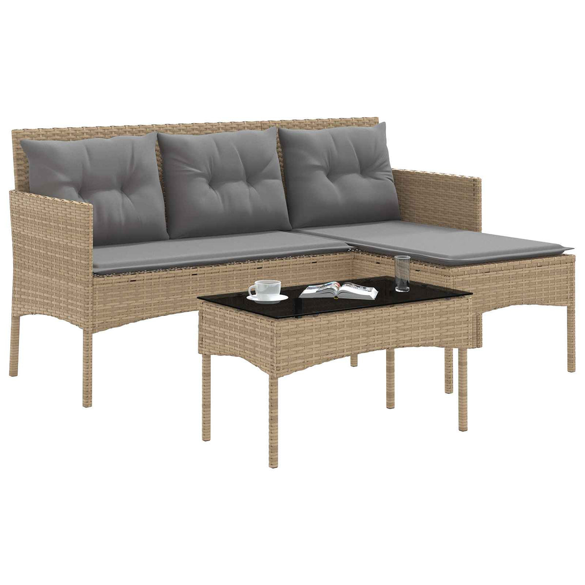Vidaxl tuinbankenset 2 st poly rattan