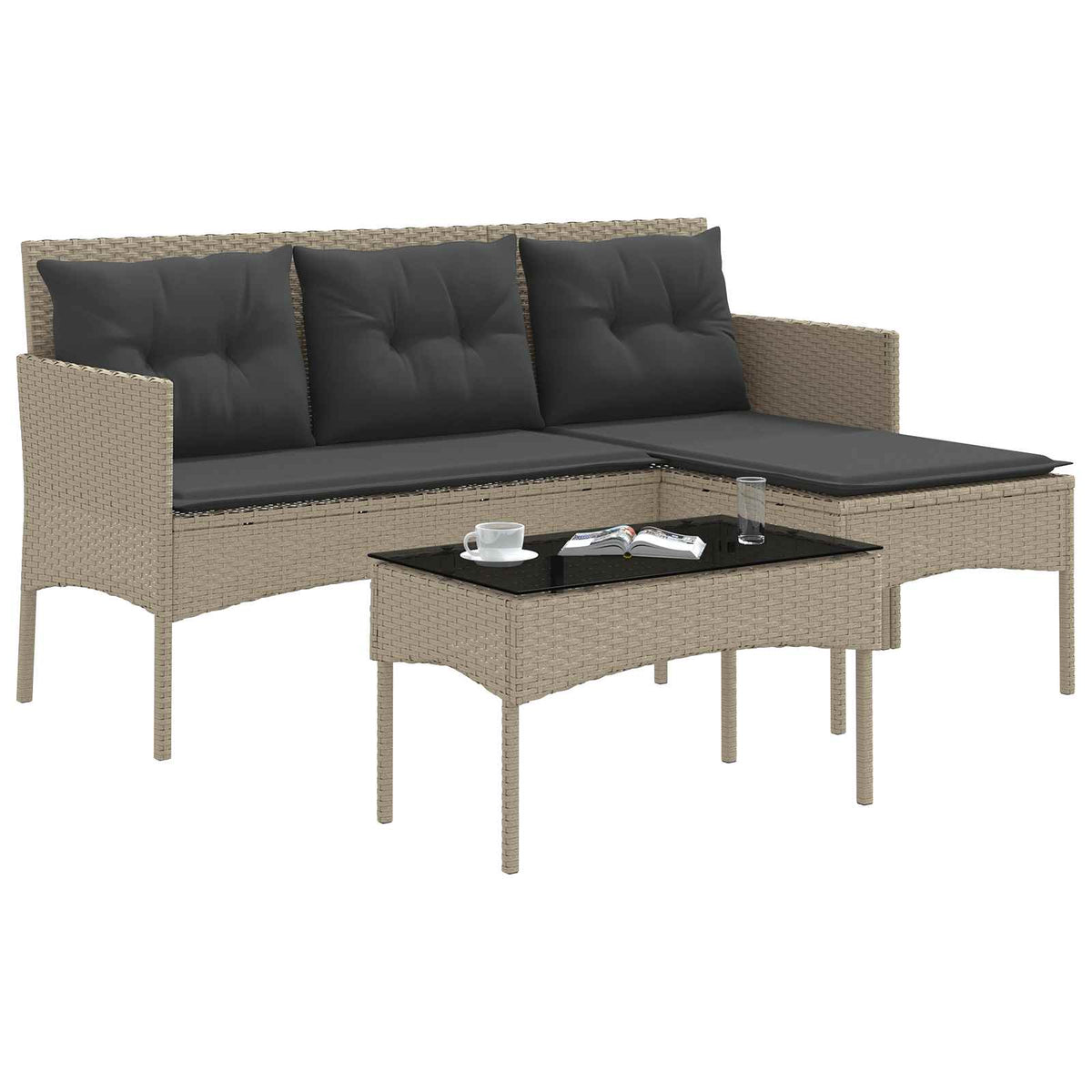 Vidaxl tuinbankenset 2 st poly rattan