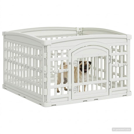 Vidaxl 4 paneel hond speelhekje 88 x 88 x 56 cm kunststof wit