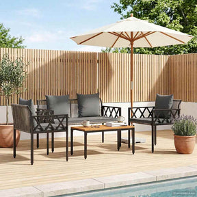 Vidaxl tuinmeubelset 4 st grijs en donkergrijs poly rattan