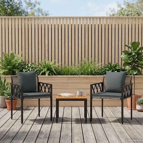 Vidaxl tuinmeubelset 3 st grijs en donkergrijs poly rattan