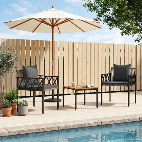Vidaxl tuinmeubelset 3 st grijs en donkergrijs poly rattan