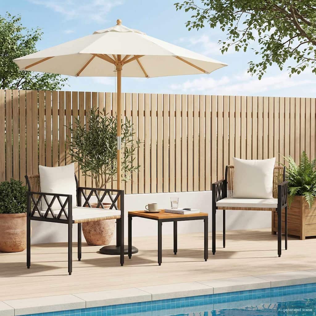 Vidaxl tuinmeubelset 3 st bruin en crème wit poly rattan