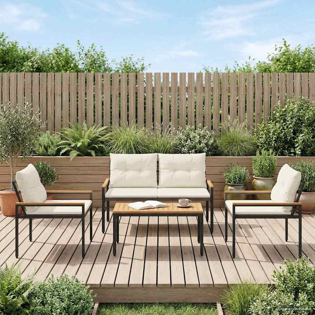 Vidaxl tuinmeubelset 4 st 4-zits crèmewit poly rattan