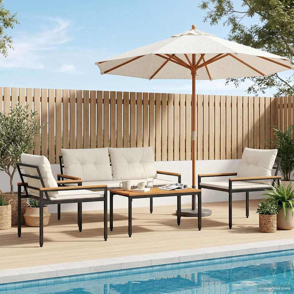 Vidaxl tuinmeubelset 4 st 4-zits crèmewit poly rattan