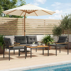 Vidaxl tuinmeubelset 4 st 4-zits donkergrijs poly rattan