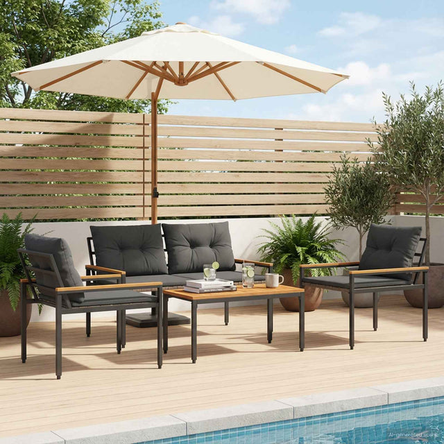 Vidaxl tuinmeubelset 4 st 4-zits donkergrijs poly rattan