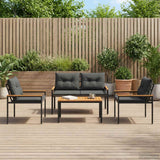 Vidaxl tuinmeubelset 4 st 4-zits donkergrijs poly rattan
