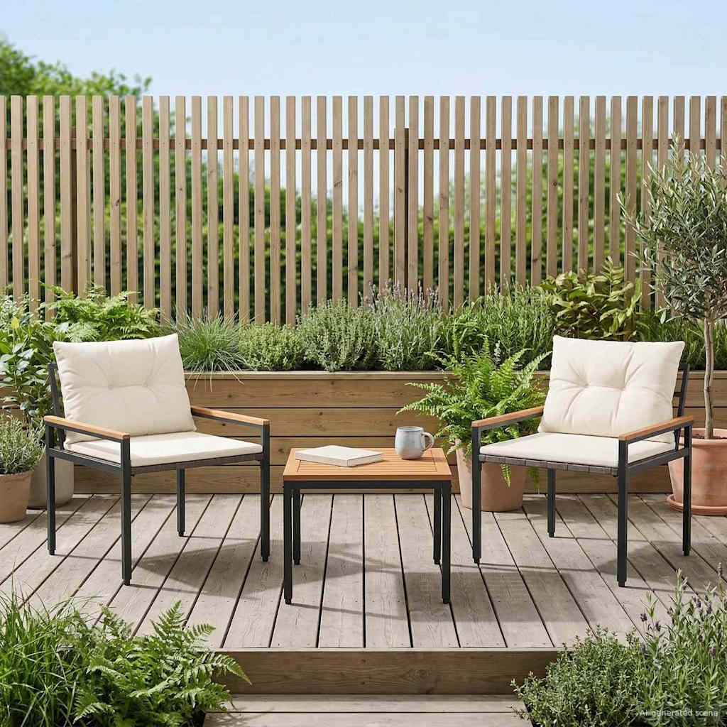 Vidaxl tuinmeubelset 3 st 2-zits crèmewit poly rattan