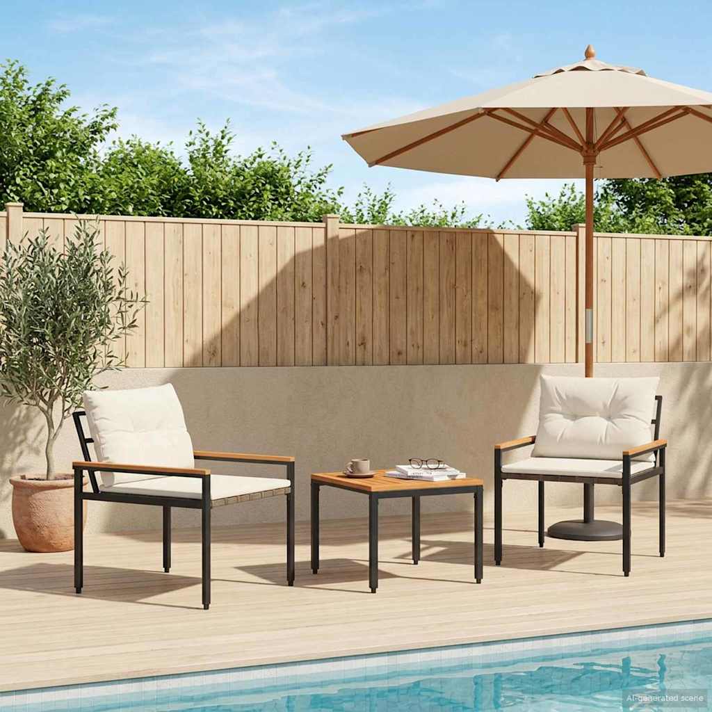 Vidaxl tuinmeubelset 3 st 2-zits crèmewit poly rattan